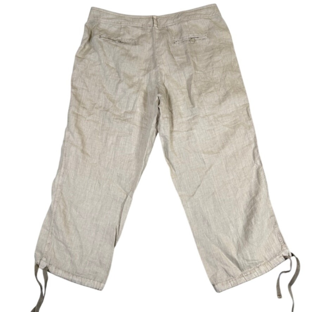 Tommy Bahama Relax Aubrey Fit Linen Pants Beige Tan Cropped Wide Leg Womens 10 - Picture 2 of 12